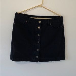 Black denim skirt